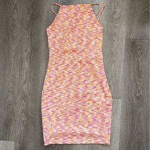 pink and yellow ribbed bodycon - White Fox